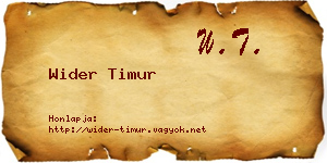 Wider Timur névjegykártya